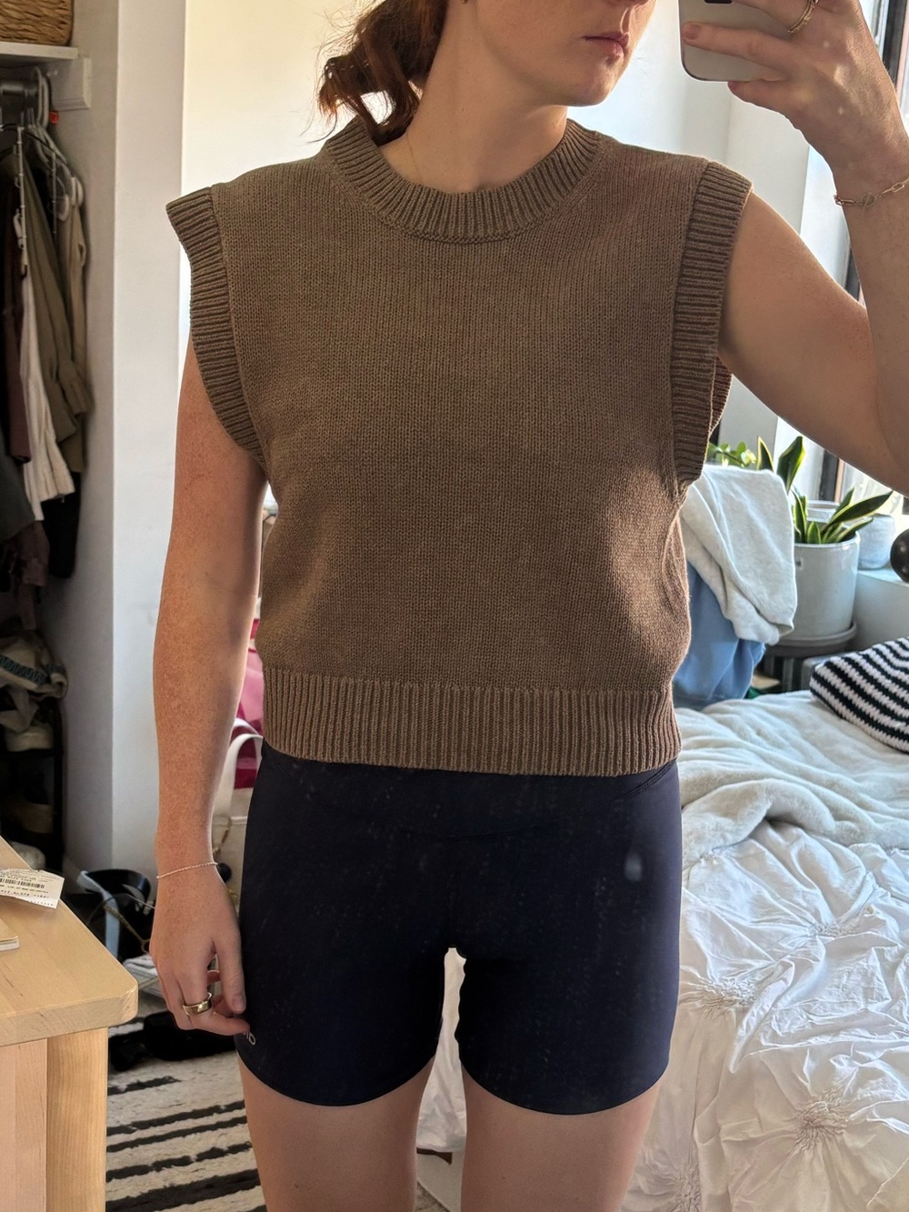 Wilfred Brown Ribbed Sleeveless Knit Tank